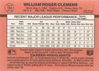 1990 Donruss #184 Roger Clemens Back