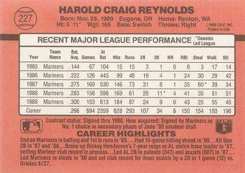 1990 Donruss #227 Harold Reynolds Back