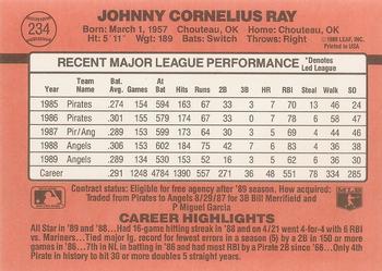 1990 Donruss #234 Johnny Ray Back