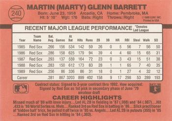 1990 Donruss #240 Marty Barrett Back
