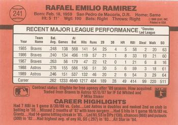 1990 Donruss #241 Rafael Ramirez Back