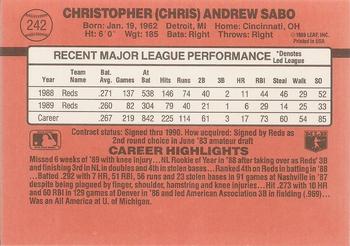 1990 Donruss #242 Chris Sabo Back