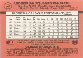 1990 Donruss #244 Andy Van Slyke Back