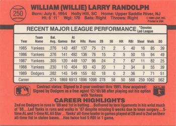 1990 Donruss #250 Willie Randolph Back