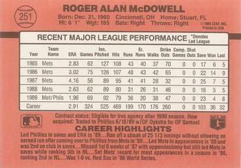 1990 Donruss #251 Roger McDowell Back