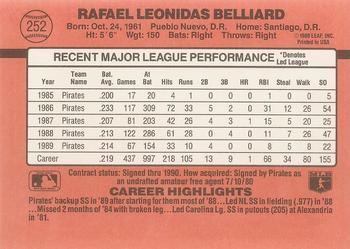1990 Donruss #252 Rafael Belliard Back