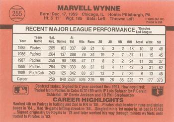 1990 Donruss #255 Marvell Wynne Back