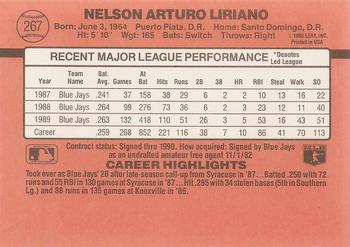 1990 Donruss #267 Nelson Liriano Back