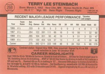1990 Donruss #268 Terry Steinbach Back