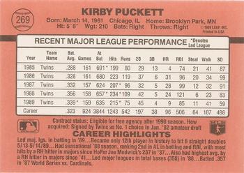 1990 Donruss #269 Kirby Puckett Back