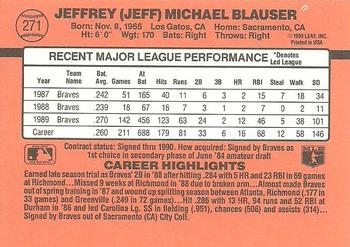 1990 Donruss #271 Jeff Blauser Back