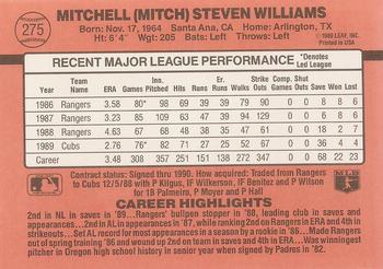 1990 Donruss #275 Mitch Williams Back
