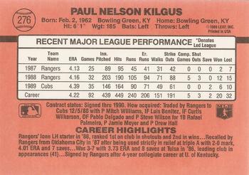 1990 Donruss #276 Paul Kilgus Back