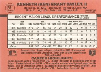 1990 Donruss #281 Ken Dayley Back