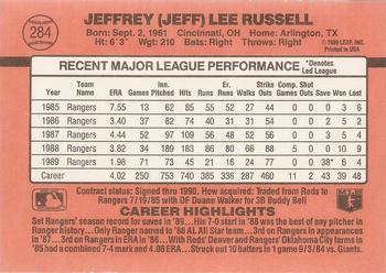 1990 Donruss #284 Jeff Russell Back