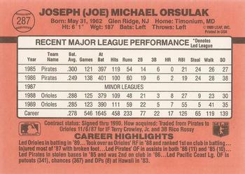 1990 Donruss #287 Joe Orsulak Back