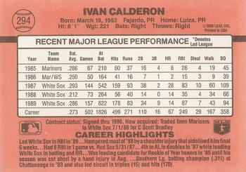 1990 Donruss #294 Ivan Calderon Back