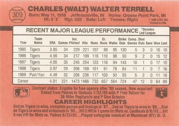 1990 Donruss #309 Walt Terrell Back