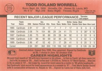 1990 Donruss #319 Todd Worrell Back