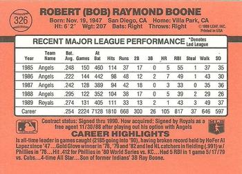 1990 Donruss #326 Bob Boone Back