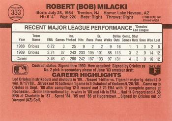 1990 Donruss #333 Bob Milacki Back