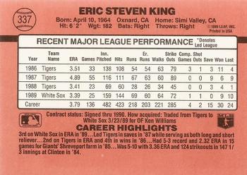1990 Donruss #337 Eric King Back