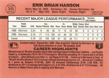 1990 Donruss #345 Erik Hanson Back