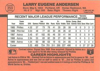 1990 Donruss #359 Larry Andersen Back