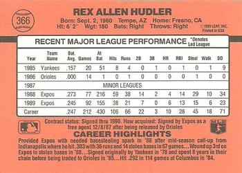 1990 Donruss #366 Rex Hudler Back