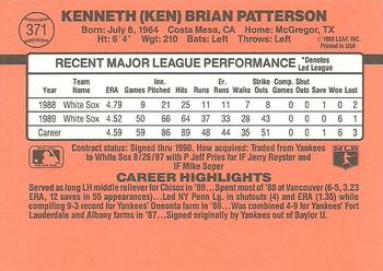 1990 Donruss #371 Ken Patterson Back