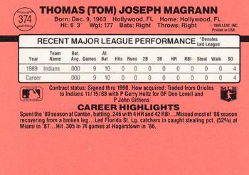 1990 Donruss #374 Tom Magrann Back