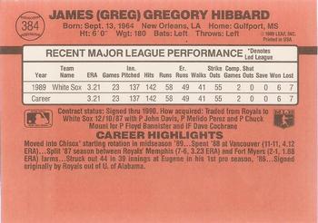 1990 Donruss #384 Greg Hibbard Back