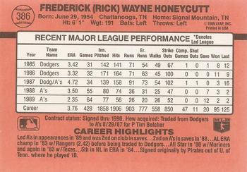 1990 Donruss #386 Rick Honeycutt Back