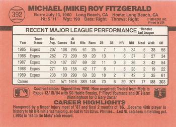 1990 Donruss #392 Mike Fitzgerald Back