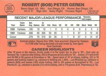 1990 Donruss #395 Bob Geren Back