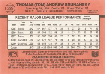 1990 Donruss #399 Tom Brunansky Back