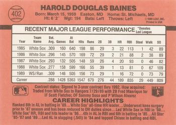 1990 Donruss #402 Harold Baines Back