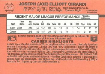 1990 Donruss #404 Joe Girardi Back