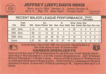 1990 Donruss #408 Jeff Innis Back