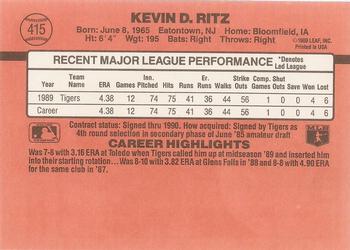 1990 Donruss #415 Kevin Ritz Back
