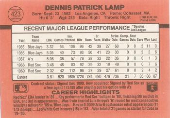 1990 Donruss #423 Dennis Lamp Back