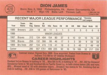 1990 Donruss #428 Dion James Back