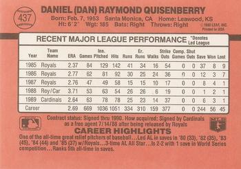 1990 Donruss #437 Dan Quisenberry Back