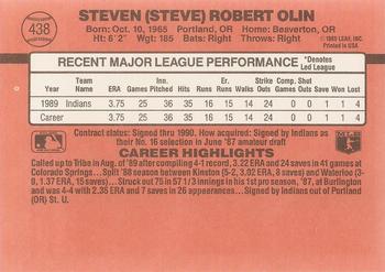 1990 Donruss #438 Steve Olin Back