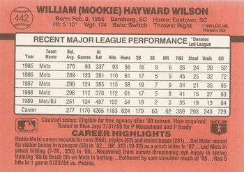 1990 Donruss #442 Mookie Wilson Back