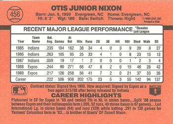 1990 Donruss #456 Otis Nixon Back