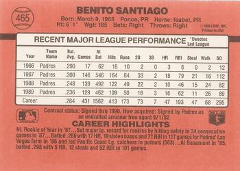 1990 Donruss #465 Benito Santiago Back