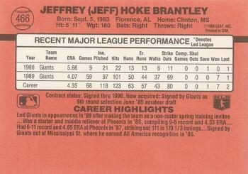 1990 Donruss #466 Jeff Brantley Back