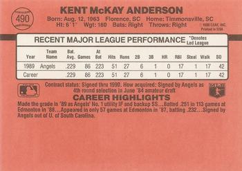 1990 Donruss #490 Kent Anderson Back