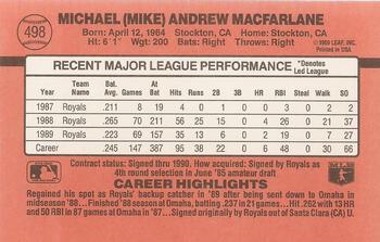 1990 Donruss #498 Mike Macfarlane Back
